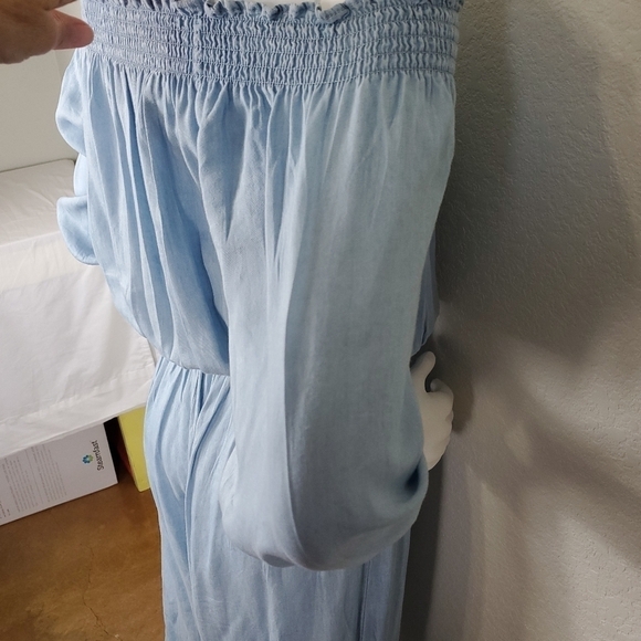 Walter Baker Off Shoulder Blue Denim Womens Jumpsuit Size XL - Picture 7 of 12